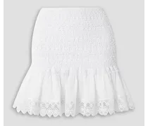 Fleur guipure lace and cotton-blend voile mini skirt - White