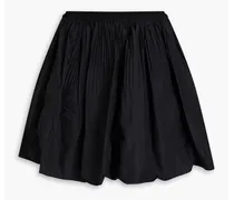 Plissé cotton-blend taffeta mini skirt - Black