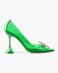 Amina Muaddi Rosie Glass leather-trimmed crystal-embellished PVC pumps - Green Green