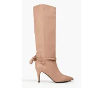 Rockstud bow-detailed leather boots - Neutral