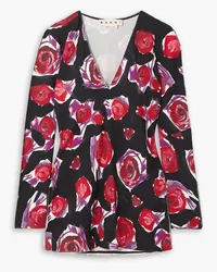 Marni Floral-print crepe top - Black Black