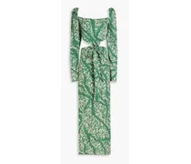Cuarzo cutout floral-print twill maxi dress - Green
