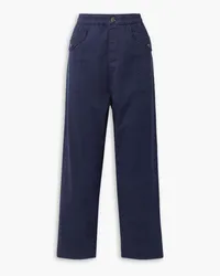 Ninety Percent Wolfe cotton-blend twill straight-leg pants - Blue Blue