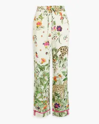 RED Valentino Printed silk wide-leg pants - White White