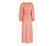 Ariella shirred Lyocell-voile midi dress - Pink