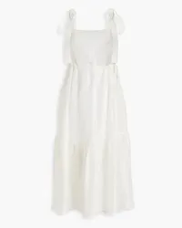 Rachel Gilbert Billie gathered slub linen and silk-blend midi dress - White White