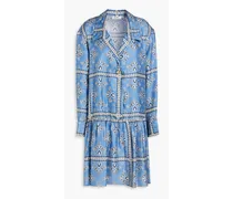 Chloe paisley-print silk-twill mini dress - Blue