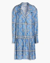 Sandro Paisley-print silk-twill mini dress - Blue Blue