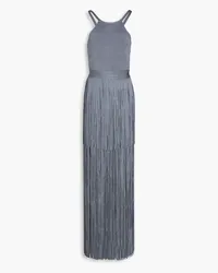 Hervé Léger Fringed ribbed stretch-knit gown - Gray Gray