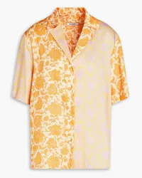 Sandro Patchwork-effect printed satin-twill shirt - Orange Orange