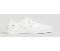 Laser-cut leather sneakers - White