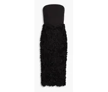 Strapless floral-appliquéd crepe midi dress - Black