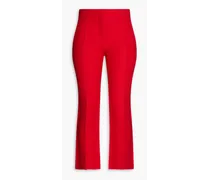Cropped wool and silk-blend bootcut pants - Red