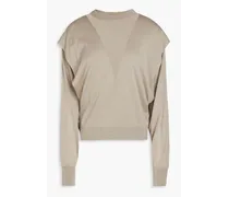 Layered merino wool and silk-blend sweater - Gray