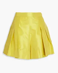 Oscar de la Renta Pleated silk-taffeta shorts - Yellow Yellow