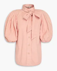 Zimmermann Pussy-bow cotton and linen-blend shirt - Orange Orange