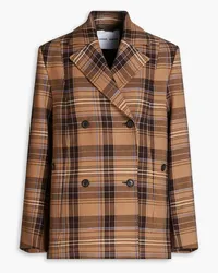 Samsøe & Samsøe Double-breasted checked twill blazer - Brown Brown