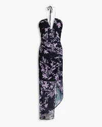 NICHOLAS Maeve off-the-shoulder floral-print stretch-mesh maxi dress - Purple Purple