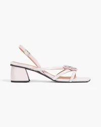 Ganni Embellished faux leather sandals - Pink Pink