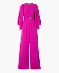 Andrew GN Embellished belted crepe jumpsuit - Purple Purple