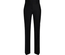 Wool-blend flannel straight-leg pants - Black