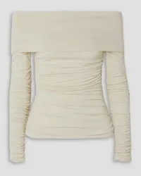 KHAITE Zuri off-the-shoulder ruched jersey top - White White