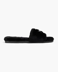 Tory Burch Embellished shearling slides - Black Black