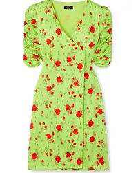 De La Vali Minnesota floral-print satin wrap dress - Green Green