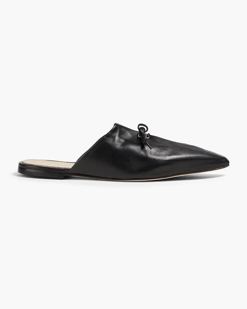 Theory Pleated leather slippers - Black Black