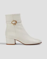 Gianvito Rossi Ribbon embellished leather ankle boots - White White