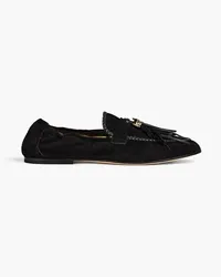 TOD'S Embellished suede loafers - Black Black