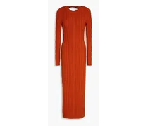 Eire open-back cable-knit midi dress - Red