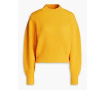 Ribbed cotton-blend sweater - Orange