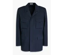 Cotton and linen-blend canvas field jacket - Blue