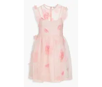 Gathered silk-organza mini dress - Pink