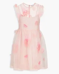 RED Valentino Gathered silk-organza mini dress - Pink Pink