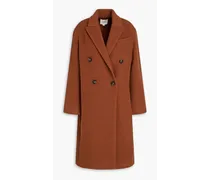 Double-breasted wool-blend felt coat - Brown