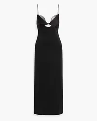 GALVAN Embellished cutout satin and crepe midi dress - Black Black