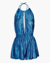 Missoni Cutout metallic crochet-knit halterneck playsuit - Blue Blue