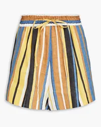 Sandro Striped linen-blend shorts - Yellow Yellow