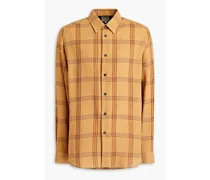 Checked wool-blend crepe shirt - Yellow
