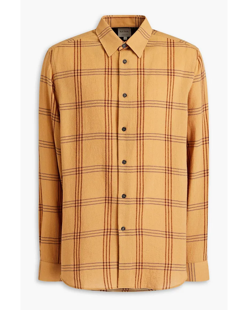 Paul Smith Checked wool-blend crepe shirt - Yellow Yellow