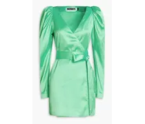 Spring satin mini wrap dress - Green