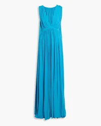 Halston Ashley cape-effect gathered jersey gown - Blue Blue