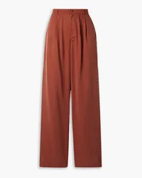 Reformation Mason pleated TENCEL™ Lyocell-twill wide-leg pants - Red Red