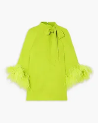 Huishan Zhang Colette feather-trimmed crepe top - Green Green