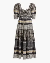 Sea Tasha tiered printed cotton-voile midi dress - Gray Gray