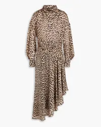 IRO Asymmetric leopard-print devoré-velvet midi dress - Animal print Animal