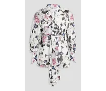 Nazeen pussy-bow floral-print crepe de chine blouse - Pink