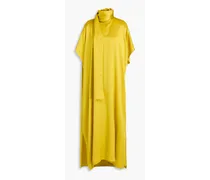 Draped silk-satin maxi dress - Yellow